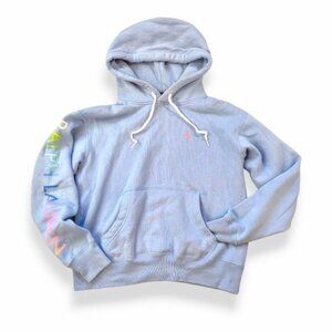 Polo Ralph Lauren Pastel baby blue oversized chunky hoodie with spell out sleeve